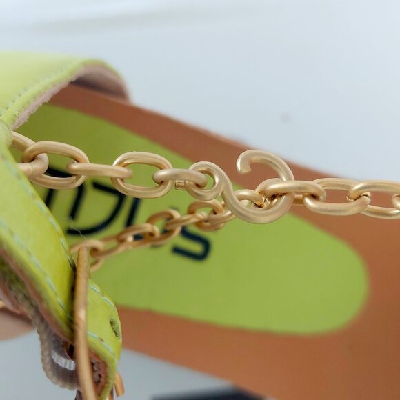 Mjus Pera Leather Wedge Sandal with Gold Ankle Chain - Size 39 (US 8.5) - Picture 5 of 9